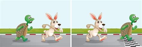 Rabbit And Turtle Race On The Road 447553 Vector Art At Vecteezy