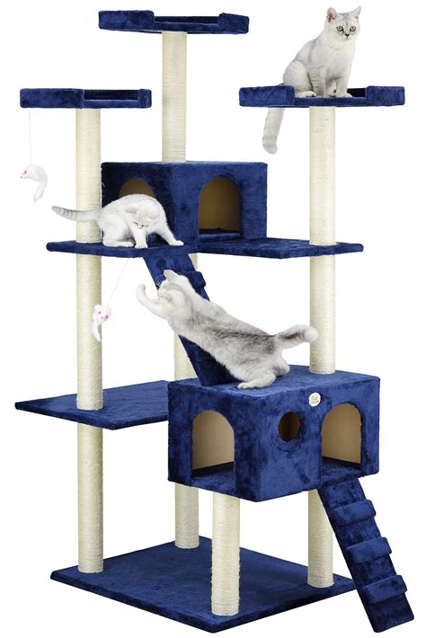 Go Pet Club 72 In Cat Tree And Condo Scratching Post Tower Blue