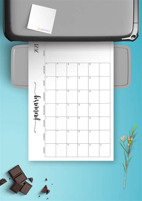 Download Printable Monthly Calendar with Notes PDF