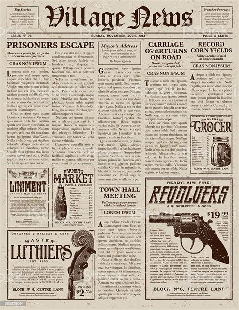 Makemynewspaper is a newspaper printing service for the average consumer that wishes to publish their own newspaper. Vintage Victorian Style Newspaper Design Template Stock Illustration - Download Image Now - iStock