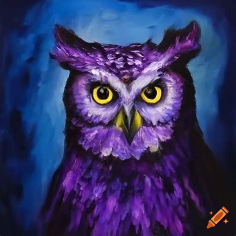 Purple Owl Wearing A Blue Cloak On Craiyon