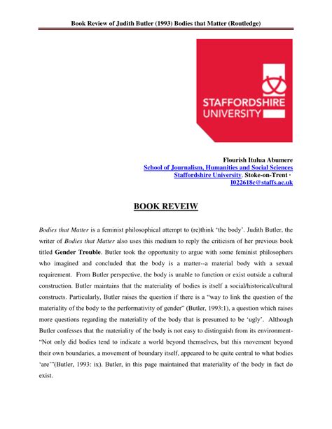 pdf book review of judith butler 1993 bodies that matter routledge