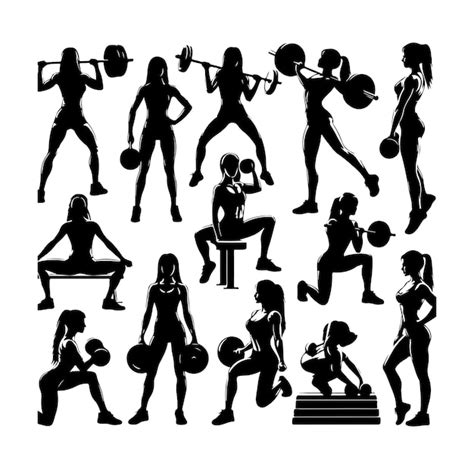 Premium Vector Collection Of Fitness Woman Silhouettes