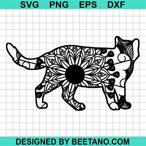 Mandala Cat Floral Svg Cat Svg Cut File For Cricut Silhouette Machine