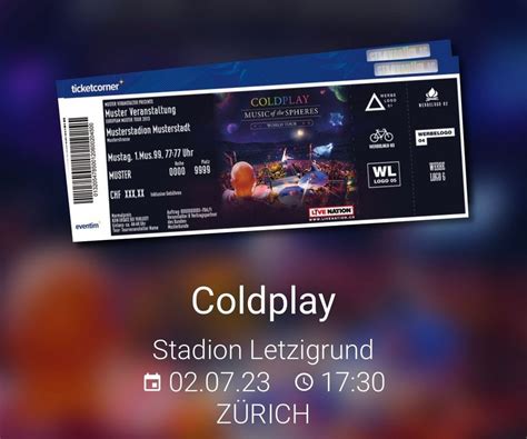 2x Coldplay Tickets Letzigrund Zürichstehplätze So 272023 Kaufen