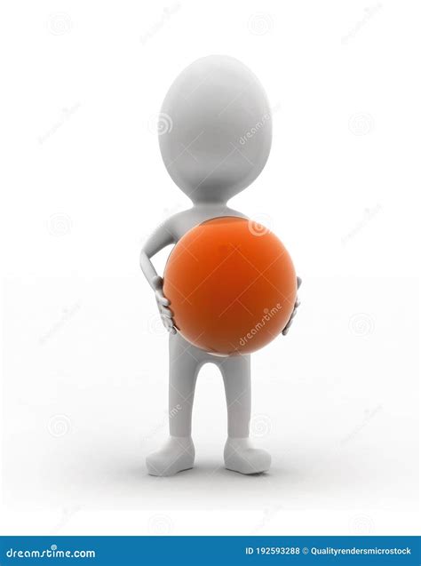 3d Man Holding A Ball In Hands Concept Stock Illustration