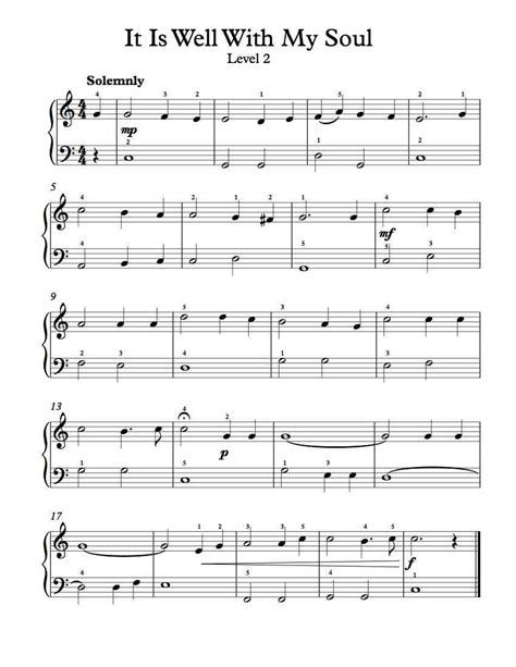 All chord names and shapes are relative to position of capo. Free Piano Arrangement Sheet Music - It Is Well With My ...