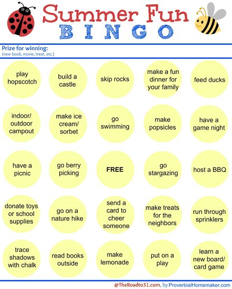 Summer Themed Free Printable Bingo Games Homeschool Giveaways