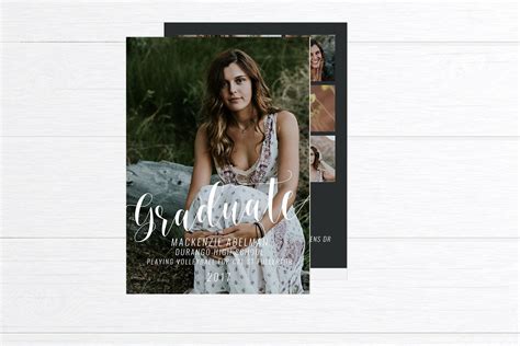 Huge choice of graduation announcements & invites in a range of styles & themes. Graduate Announcement Girl Front and Back 5 x 7 | Graduation announcements, Graduation open ...