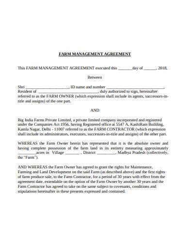 Free 3 Farm Management Agreement Samples In Doc Pdf
