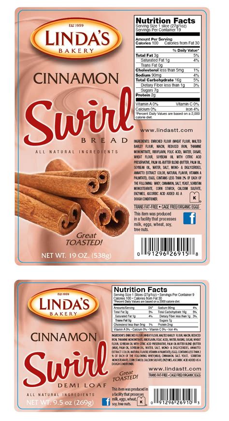 Lindas Bakery Cinnamon Swirl Bread Label Design Trinidad