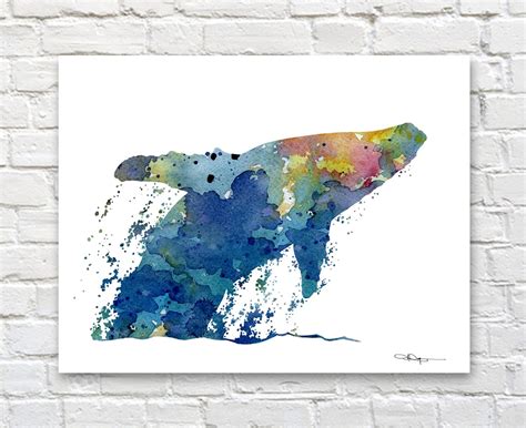 Humpback Whale Abstract Watercolor Painting 11 X 14 Animal