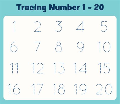 20 Printable Numbers 1 20 Tracing Worksheets Etsy Tracing Worksheets