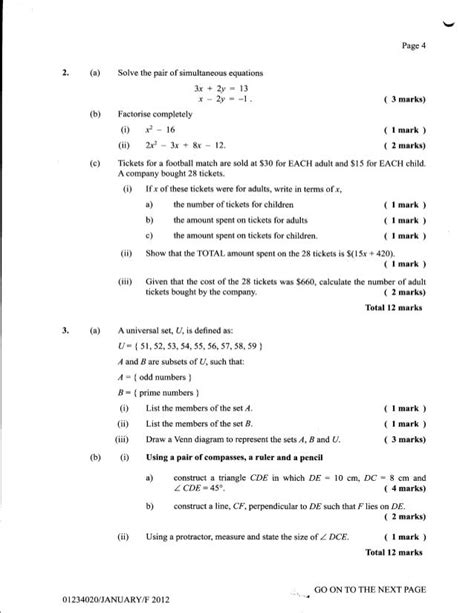 Csec Mathematics January 2012 Past Paper
