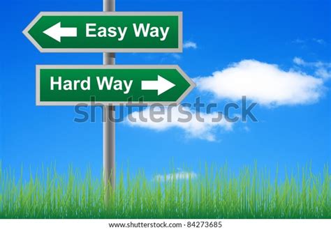 Easy Way Hard Way Signpost Arrows Stock Illustration 84273685