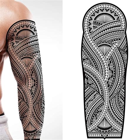 Buy Tatodays X Temporary Tattoo Full Arm Body Art Stickers Polynesian Hawaiian Aztec Tribal