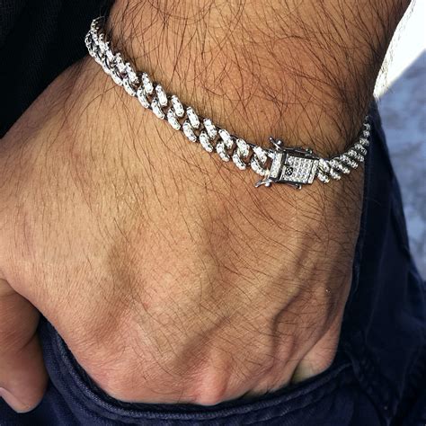 Men S Iced Miami Cuban Bracelet Solid 925 Sterling Silver Cz Micro Pave Hip Hop 8 Inch X 6 Mm