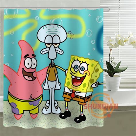 The Spongebob Squarepants Shower Curtain Custom Waterproof Bathroom