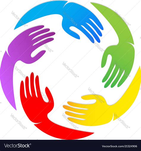 Colorful Unity Hands Together Logo Royalty Free Vector Image