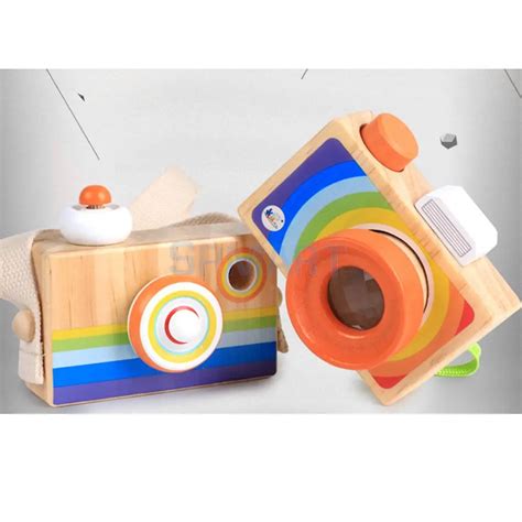 Kids Wooden Camera Toy Mini Cute Kaleidoscope Camera Kids Room Decor