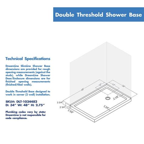 Dreamline Slimline 48 X 34 Double Threshold Shower Base And Reviews Wayfair