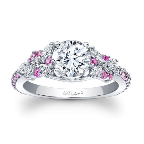 Lab grown diamond shaped semi mount engagement ring ~labsm00028~ Barkev's Pink Sapphire Engagement Ring 7932LPSW