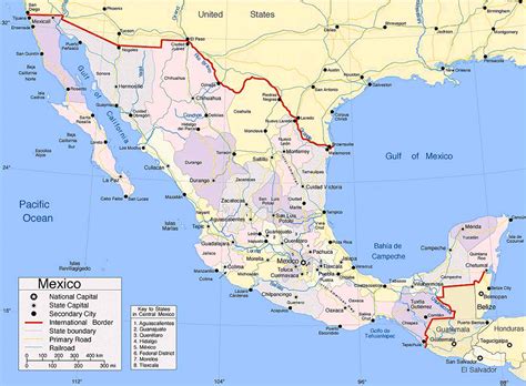 Large Size Map Of Mexico Showing The Cities Travel Around The World