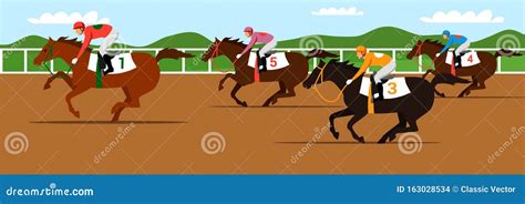 Horse Racing Competition Flat Vector Illustration Stock Vector
