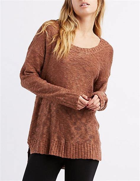 Slub Knit Scoop Neck Sweater Slouchy Knit Sweater Scoop Neck