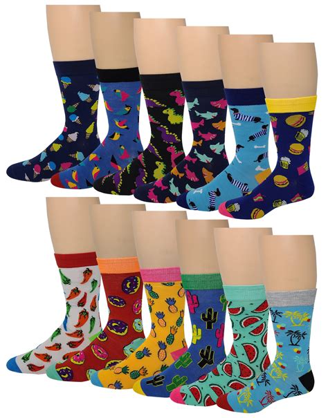 Different Touch 12 Pairs Mens Assorted Cool Design Dress Socks