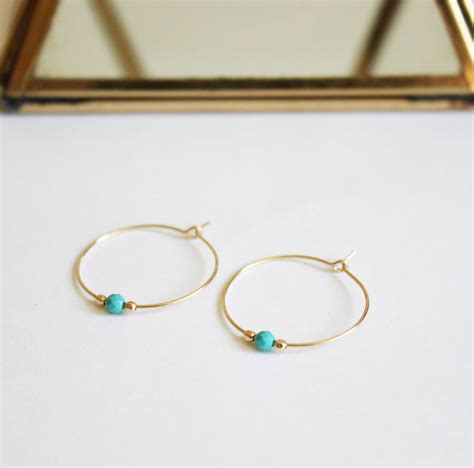 Turquoise Gold Filled Hoops By Ilona Maria Jewellery