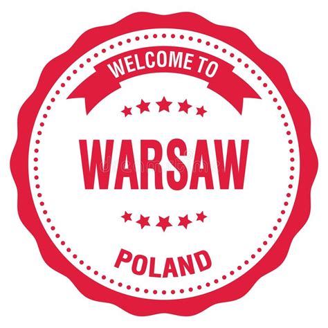 Welcome To Warsaw Poland Words Written On Red Stamp Stock