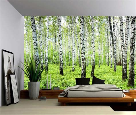 Birch Tree Forest Large Wall Mural Self Adhesive Vinyl Etsy