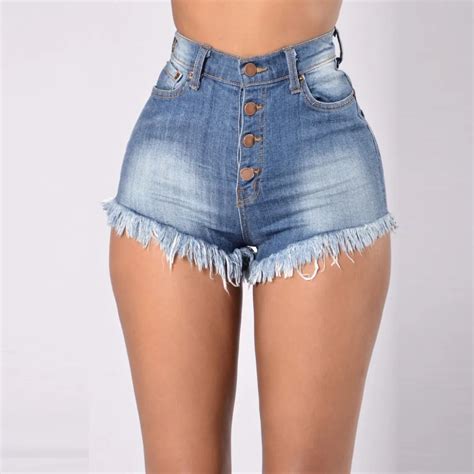 Danjeaner 2017 Women High Waist Frayed Hem Denim Shorts Summer Women Sexy Hot Jeans Shorts
