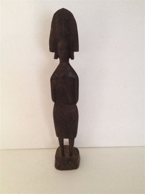 African Princess Woman Headdress Carved Wood Statue Tanzania Etsy