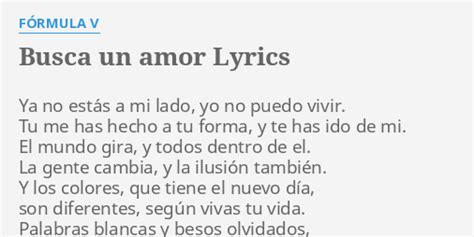 Busca Un Amor Lyrics By FÓrmula V Ya No Estás A