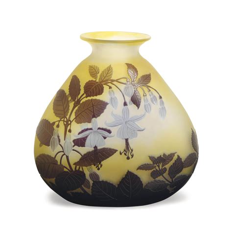 A French Etched Cameo Glass Compressed Globular Vase Signed In Cameo Galle Circa 1900