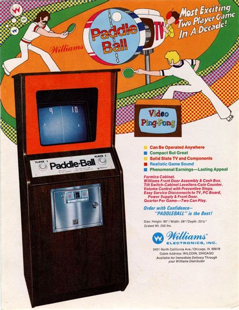 Paddle Ball Williams Released May 1973 The Golden Age Arcade