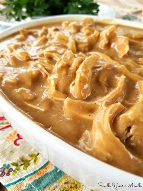 Once it has finished slow cooking take two forks and pull apart the chicken. Crock Pot Chicken & Gravy | Recipe in 2020 | Crockpot ...