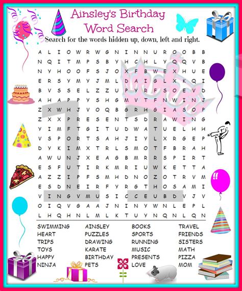 Printable Birthday Word Search Activity Shelter Word Search Printable