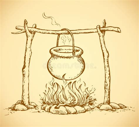 I hope you could find inspo from this! Pot On The Fire. Vector Drawing Stock Vector - Image: 55423137