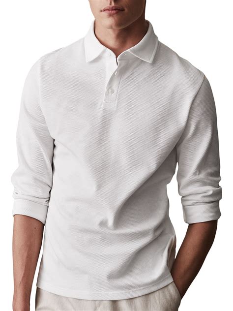Reiss Cliff Long Sleeve Henley Polo Shirt White