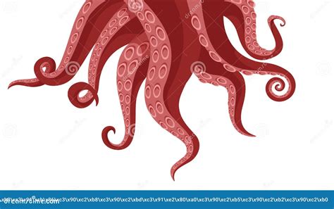 Octopus Tentacle Background Cartoon Squid And Cuttlefish Curly Creepy Arms Stock Vector