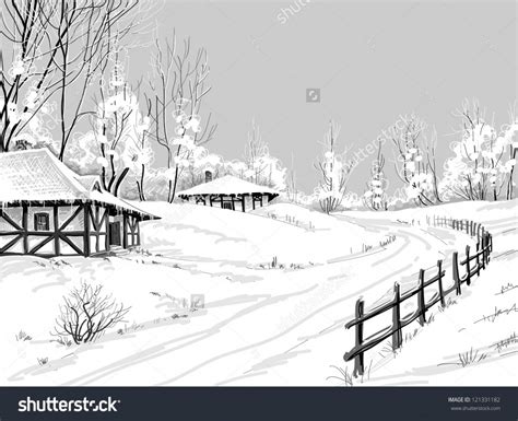 Winter Landscape Drawing At Explore