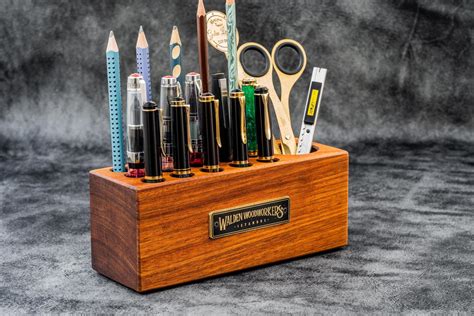 Vintage double inkwell desk & organiser pen holder. Handmade Mahogany Wood Desk Organizer - Pen Holder - Galen ...