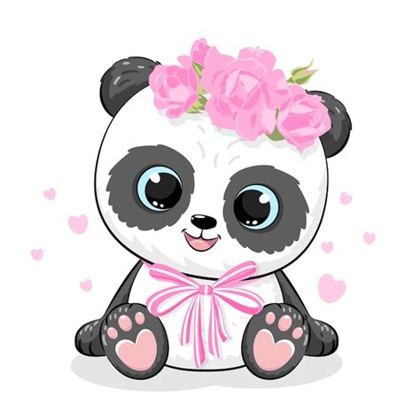 Premium Vector Cute Panda Girl Is Sitting Vector Illustration Of A