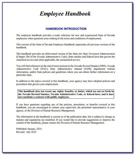 Nonprofit Employee Handbook Template Word