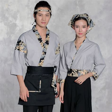 2018 Chef Uniforms Japanese Kimono Korean Style Sushi Work Clothes Restaurant Chef Service