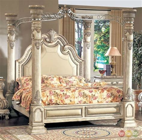 Amador 300698kw california king bed upholstered in beige fabric. Victorian Inspired Antique White Luxury California King ...