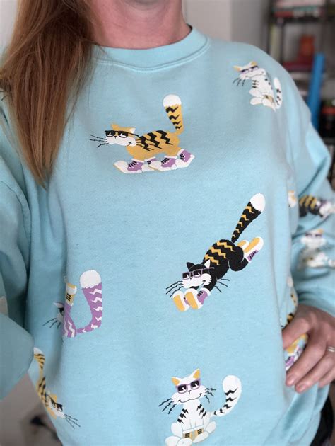 Vintage 80s Cool Cats With Sunglasses Sweatshirt One Size Vintage